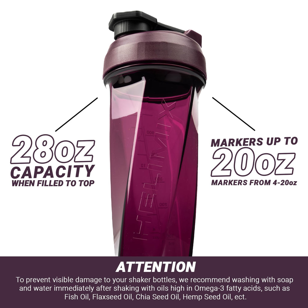HELIMIX 2.0 Vortex Blender Shaker Bottle Holds upto 28oz | No Blending Ball or Whisk | USA Made | Portable Pre Workout Whey Protein Drink Shaker Cup | Mixes Cocktails Smoothies Shakes | Top Rack Safe