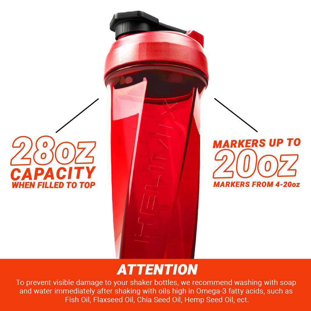 HELIMIX 2.0 Vortex Blender Shaker Bottle Holds upto 28oz | No Blending Ball or Whisk | USA Made | Portable Pre Workout Whey Protein Drink Shaker Cup | Mixes Cocktails Smoothies Shakes | Top Rack Safe