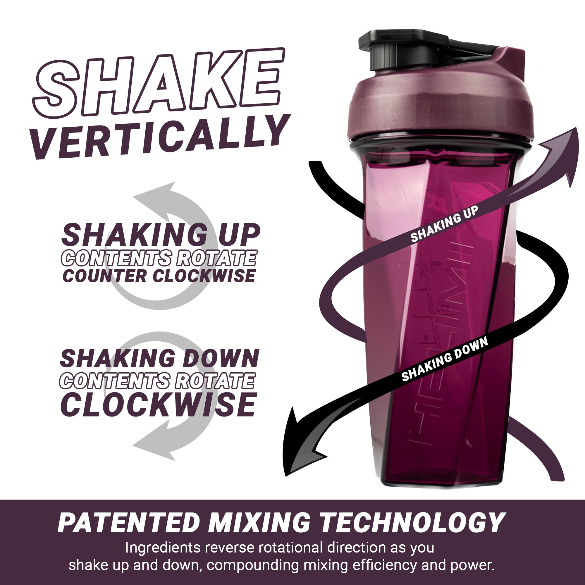 HELIMIX 2.0 Vortex Blender Shaker Bottle Holds upto 28oz | No Blending Ball or Whisk | USA Made | Portable Pre Workout Whey Protein Drink Shaker Cup | Mixes Cocktails Smoothies Shakes | Top Rack Safe