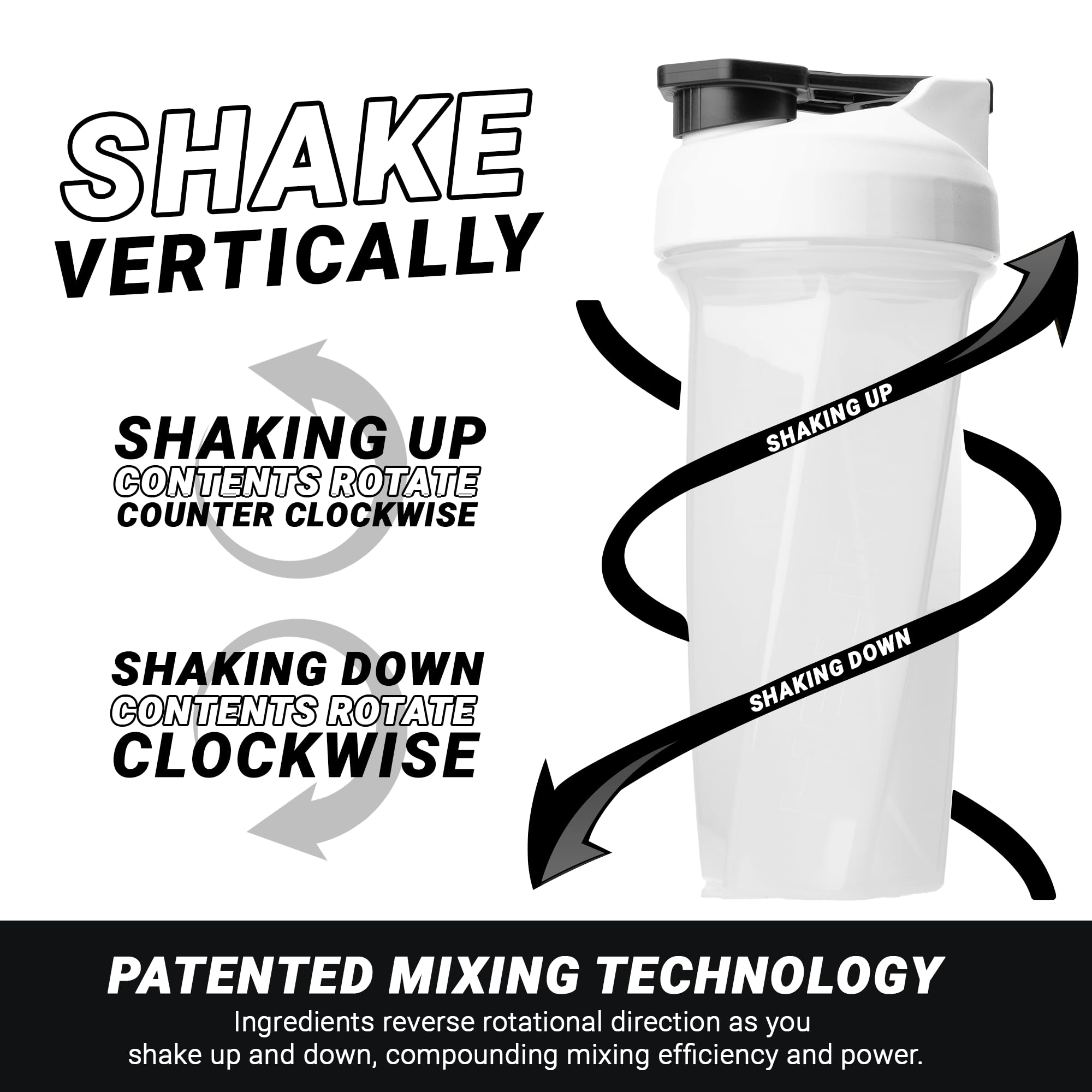 HELIMIX 2.0 Vortex Blender Shaker Bottle Holds upto 28oz | No Blending Ball or Whisk | USA Made | Portable Pre Workout Whey Protein Drink Shaker Cup | Mixes Cocktails Smoothies Shakes | Top Rack Safe