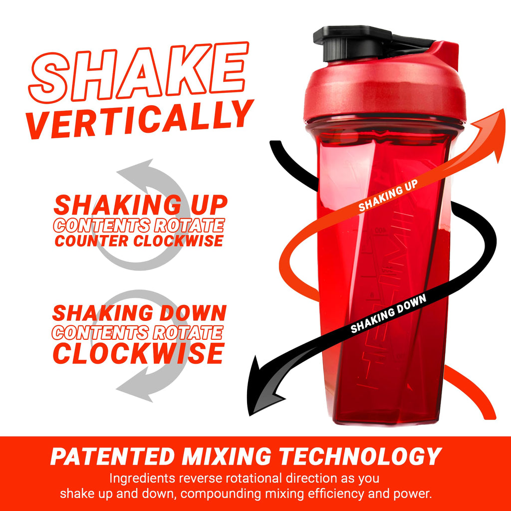 HELIMIX 2.0 Vortex Blender Shaker Bottle Holds upto 28oz | No Blending Ball or Whisk | USA Made | Portable Pre Workout Whey Protein Drink Shaker Cup | Mixes Cocktails Smoothies Shakes | Top Rack Safe