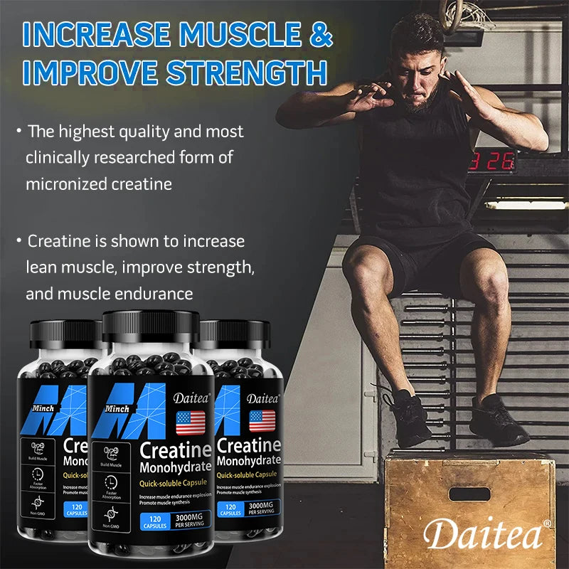 Creatine Monohydrate 3000 Mg-Build Muscle,Improve Athletic Performance,Fitness,Energy Generation,Adult Nutritional Supplement